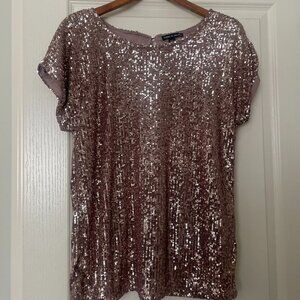 Cable & Gauge Rose Sequin Top